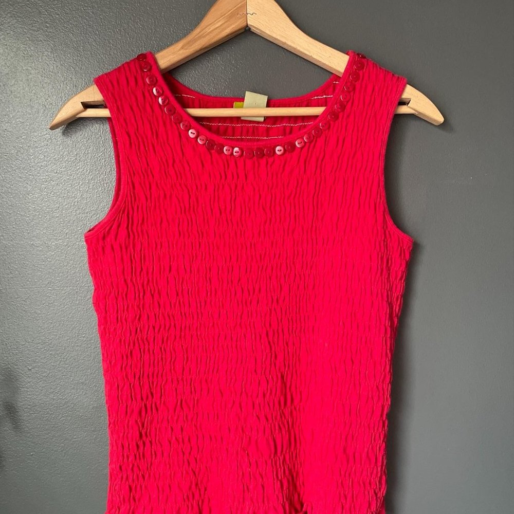 Acorns Sleeveless Top Pintuck Red Sz S